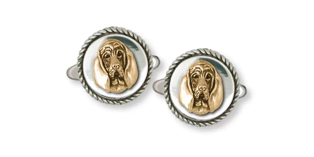 Bloodhound Cufflinks Jewelry Silver And Gold Handmade Dog Cufflinks BHD4-TNCL