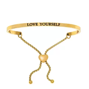 Intuitions Stainless Steel LOVE YOURSELF Diamond Accent Adjustable Bracelet