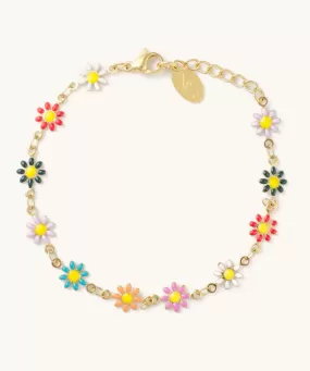 Multicolor Daisy Bracelet - Gold