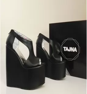 Sandals Black Wedge Heel Platform High Heels Shoes